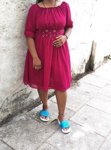 Magenta Off-Shoulder Dress