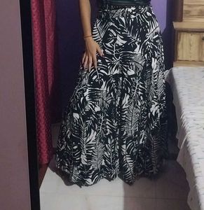 Leaf Print Skirt