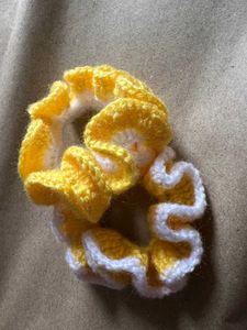 Handmade Crochet Yellow Scrunchie