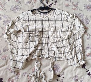 Checkered Tie-Front Top