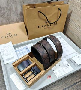 COACH MIX 2 BUCKLE BRANDED BELT WITH BOX