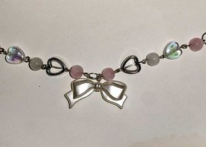 Adorable Handmade Heart &amp; Bow Chain Necklace ✨🎀🩷