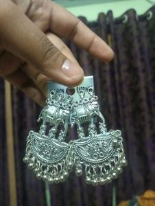 Silver Jhumka Earrings Set