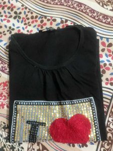 Black Puff Sleevee Partywear Top