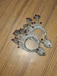 Boho Silver Jhumka Earrings