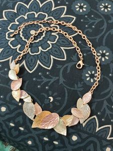 Mixed Metal Leaf Dangle Necklace