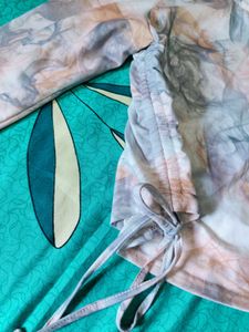 Tie-Side Marble Print Top