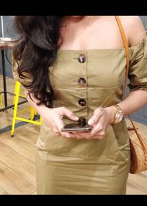 Chic Olive Off-Shoulder Dress