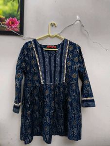 Stylish Blue Printed Short Kurti