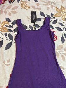 Purple Ribbed Mini Dress