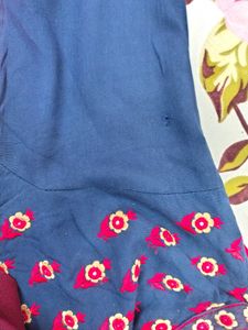 Blue &amp; Red Embroidered Kurta