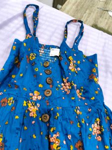 Blue Floral A-line Dress