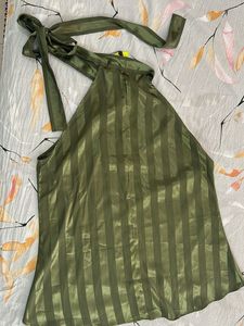 Olive Striped Halter Top