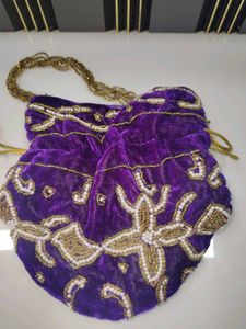 Purple Beaded Pouch