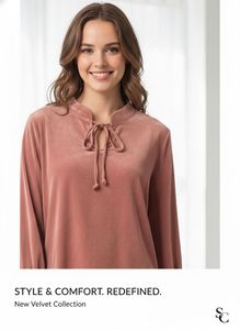 Stylish Velvet Long Sleeve Top