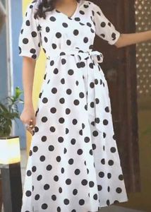 Polka Dot Midi Korean Dress