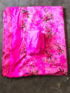 Pink Floral Saree with blouse piece