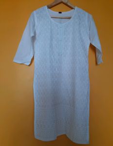 New White Embroidery Kurta