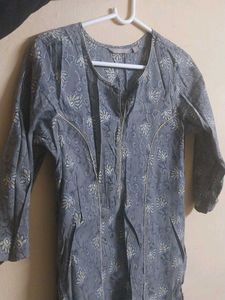 Floral Print Grey Kurti