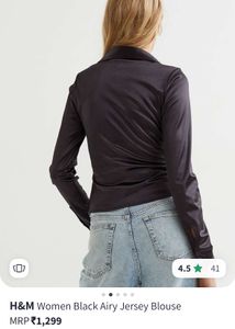 Hnm Black Airy Jersey Blouse