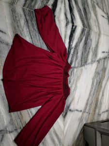 Burgundy Off-Shoulder Top