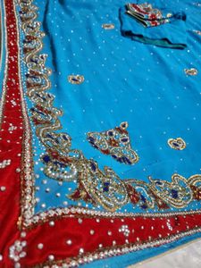 Elegant Blue Embroidered Saree