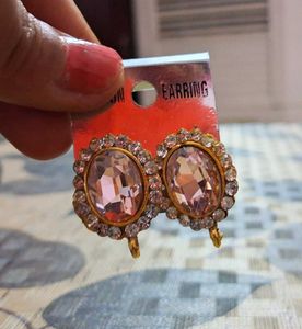 Emerald Green And Pink Jhumka Earrings