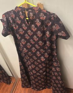 Pretty Black Hand Block Printed Kurta/frock