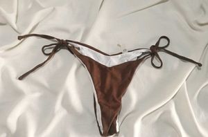 Brown Tie Side Bikini Bottoms