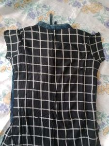 Girls Black Checkered Dress with Jacket