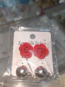 Red Rose Earing