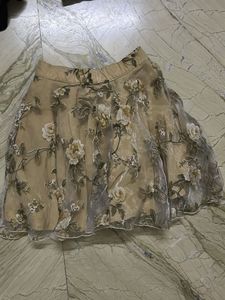 Floral Overlay Mini Skirt