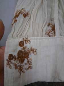 Tan Minimal Tie Up Shirt With Flower Embroidery