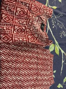 Red &amp; White Printed Top