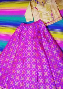 S Size Golden Embellished Party Top Lahga