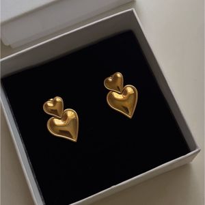 Double Heart Drop Statement Earrings