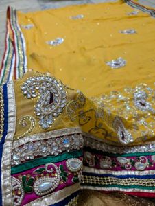 beautiful Yellow georgette saree