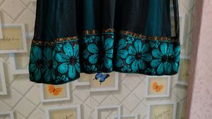 Black And Teal Net Kurti