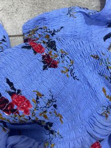 Floral Print Blue Top