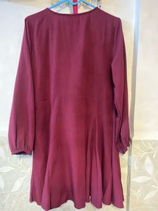 Burgundy Button-Down Mini Dress