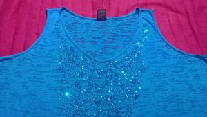 blue Faded Glory tank top with sequin
