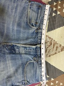 Straight fit washed blue jeans