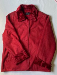 Red Faux Fur Trim Coat