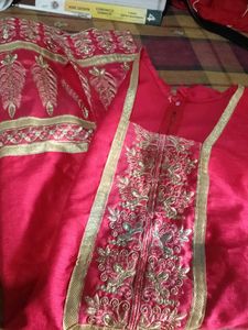 Red Embroidered Kurta