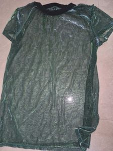 Forever 21 Green Mesh SHINY TOP