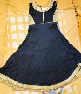 Elegant Black & Gold Anarkali Dress