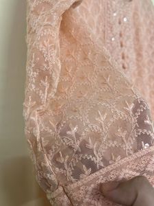 Embroidered Peach Kurti