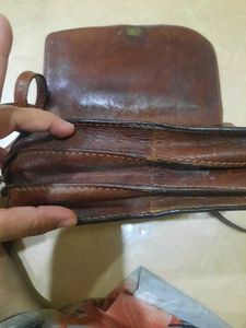 Vintage Brown Leather Crossbody Bag