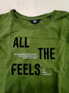 Green Sweatshirt Style Top For Women.