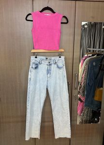 TOTAL LOOK COMBO | ZARA knit Top and straight Jean